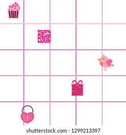 A set of celebratory elements for St. Valentine's Day. flat vector illustration isolated on white background