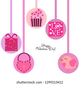 A set of celebratory elements for St. Valentine's Day. flat vector illustration isolated on white background