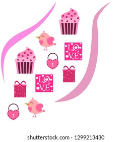 A set of celebratory elements for St. Valentine's Day. flat vector illustration isolated on white background