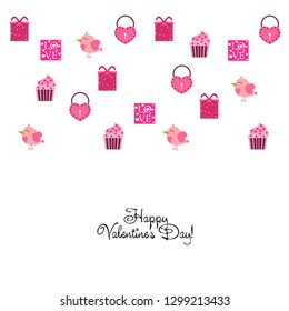 A set of celebratory elements for St. Valentine's Day. flat vector illustration isolated on white background