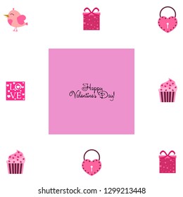 A set of celebratory elements for St. Valentine's Day. flat vector illustration isolated on white background