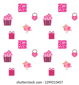 A set of celebratory elements for St. Valentine's Day. flat vector illustration isolated on white background