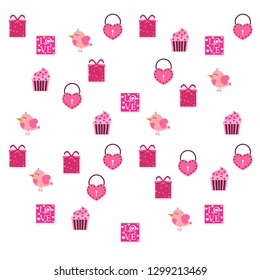 A set of celebratory elements for St. Valentine's Day. flat vector illustration isolated on white background