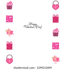 A set of celebratory elements for St. Valentine's Day. flat vector illustration isolated on white background