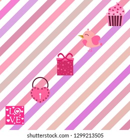 A set of celebratory elements for St. Valentine's Day. flat vector illustration isolated on white background