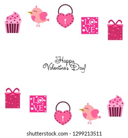 A set of celebratory elements for St. Valentine's Day. flat vector illustration isolated on white background
