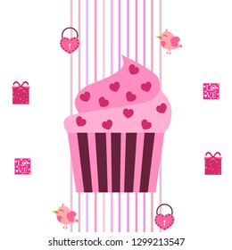 A set of celebratory elements for St. Valentine's Day. flat vector illustration isolated on white background