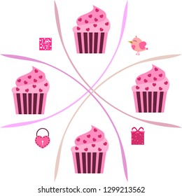 A set of celebratory elements for St. Valentine's Day. flat vector illustration isolated on white background