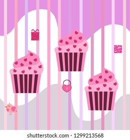 A set of celebratory elements for St. Valentine's Day. flat vector illustration isolated on white background