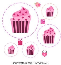 A set of celebratory elements for St. Valentine's Day. flat vector illustration isolated on white background