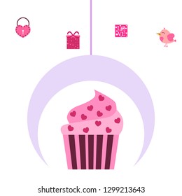 A set of celebratory elements for St. Valentine's Day. flat vector illustration isolated on white background