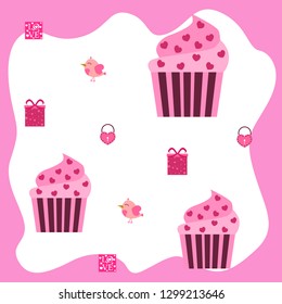 A set of celebratory elements for St. Valentine's Day. flat vector illustration isolated on white background