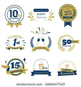 Set of celebratory logo illustrations. Vector illustrations on a white background.