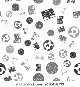 Set Celestial map of the night sky, Planet Venus, Earth globe and Mars rover on seamless pattern. Vector