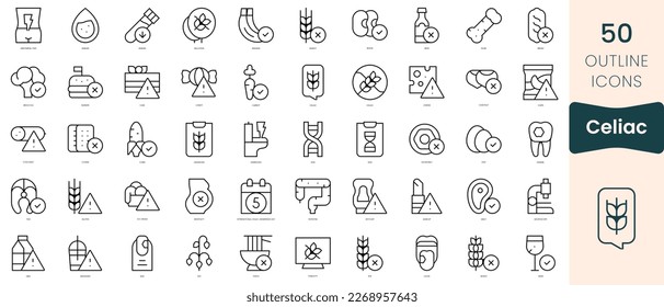 Set of celiac icons. Thin linear style icons Pack. Vector Illustration