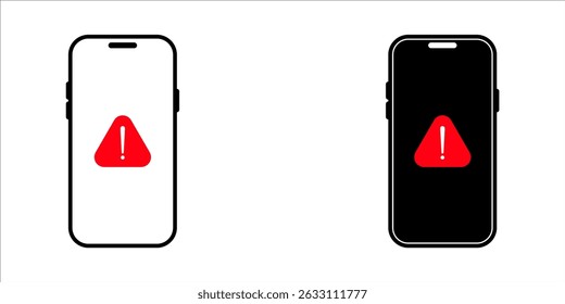 Set cell phone error icon and glyph design on a white background