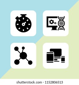 set with cell, stopwatch, tablet and cells vector icons for web and mobile app