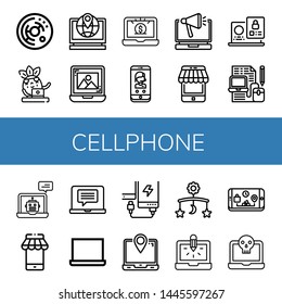 Set of cellphone icons such as Cell, Laptop, Phone, Mobile, Power bank , cellphone