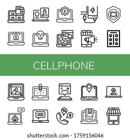Set of cellphone icons. Such as Laptop, Power bank, Mobile, Tablets, Phone , cellphone icons