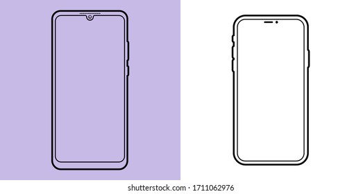 Set of Cellphone layout. Modern technology in outline vector graphic collection. Symbol of modern technology for business template design. Vector graphic eps 10. 
