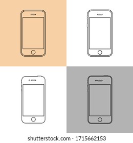 Set of cellphone layout. Modern technology in outline vector graphic collections. Symbol of modern technology for business template design. Vector graphic eps 10. 