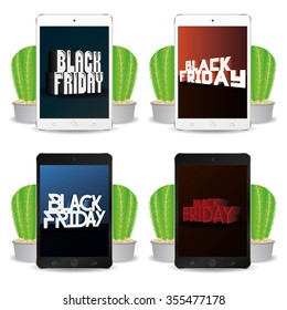 Set of cellphones with black friday backgrounds