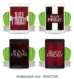 Set of cellphones with black friday backgrounds