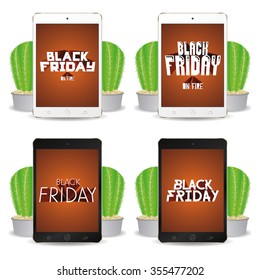 Set of cellphones with black friday backgrounds