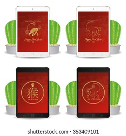Set of cellphones with chinese new year screensavers