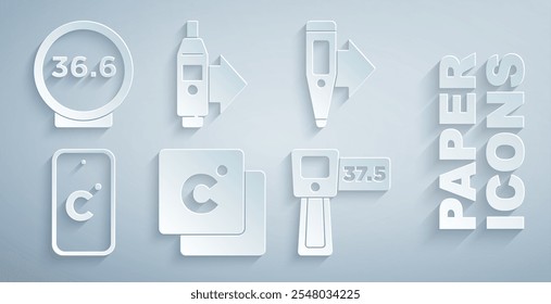 Set Celsius, Digital thermometer,  and Medical icon. Vector