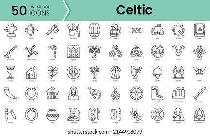 Set Of Celtic Icons. Line Art Style Icons Bundle. Vector Illustration