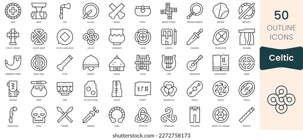 Set of celtic icons. Thin linear style icons Pack. Vector Illustration