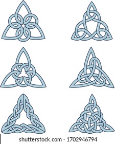 Set of Celtic knot patterns vector illustrations