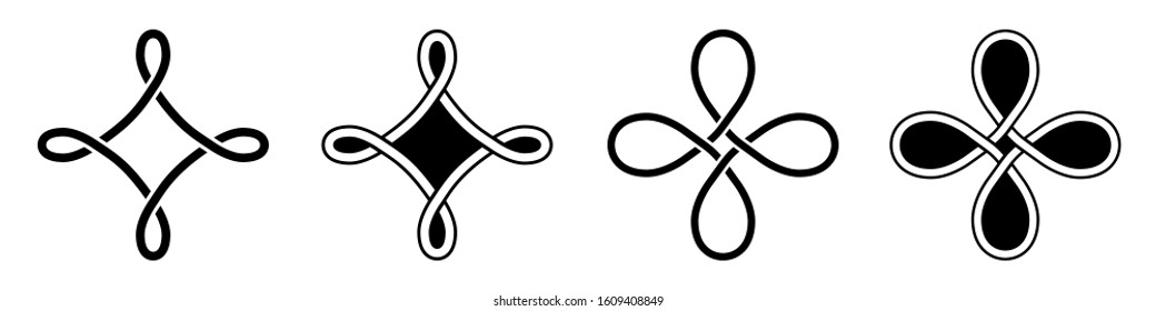 Set of celtic knots. Traditional celtic ornament elements isolated, design black and white. Vector illustration