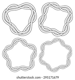 Set of celtic knotting rings. 4 circular decorative elements with stripes braiding for your design.