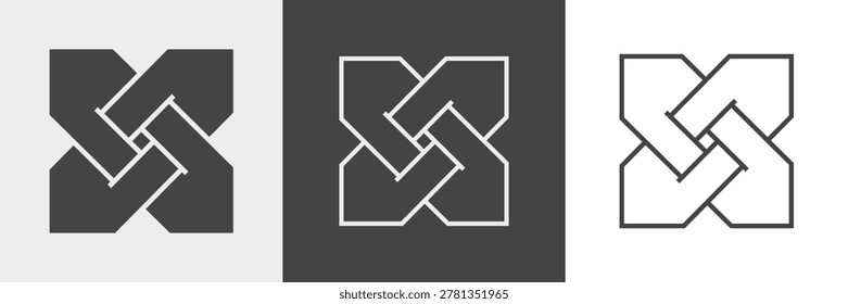 Set of celtic square.  Kelt knot. Intertwined logo. Vector