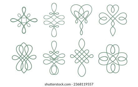 Set of Celtic symbol. Irish endless knots.