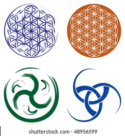 Set of Celtic Symbols - Celtic Knot and Flower of Life