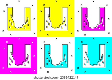 Set Cemetery digged grave hole icon isolated on color background.  Vector