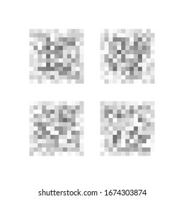 Set von zentralisiertem Datenbereich.  Transparente Pixel unscharfer Bereich. Private Inhalte. Zensurmosaik. Vektorillustration 
