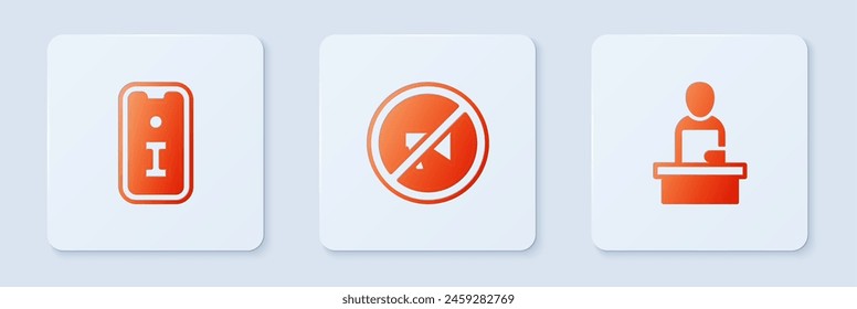 Set Censored stamp, Information and Breaking news. White square button. Vector