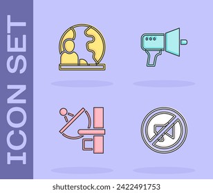 Set Censored stamp, World news, Radar and Megaphone icon. Vector