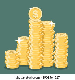 Set of cent coins in flat style. Design element for poster, card, banner, flyer. Vector illustration