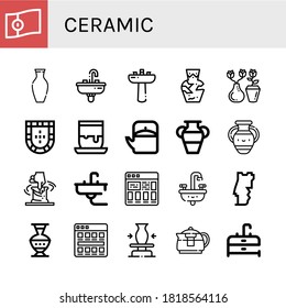 Set of ceramic icons. Such as Portugal, Vase, Sink, Washbasin, Amphora, Handicrafts, Teapot, Clay, Tiles, Pottery, Ceramic , ceramic icons