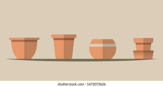 Set of ceramic pots vector icon 