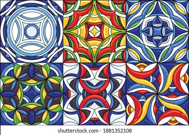 Set of ceramic tile patterns. Gorgeous seamless patterns. Can be used for wallpaper pattern fills web page background or surface textures