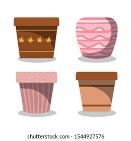 set of ceramics pots icons vector illustration design