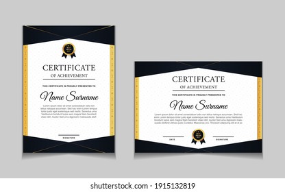 Set of certificate of achievement border design templates with elements of  luxury gold badges and modern line patterns. vector graphic print layout can use For award, appreciation, education