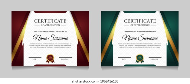 Set of certificate of achievement border design templates with elements of  luxury gold badges and modern line patterns. vector graphic print layout can use For award, appreciation, education