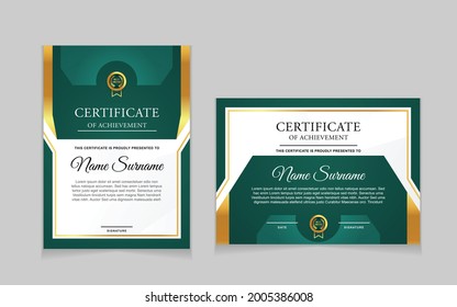 Set of certificate of achievement border design templates with elements of  luxury gold badges and modern line patterns. vector graphic print layout can use For award, appreciation, education